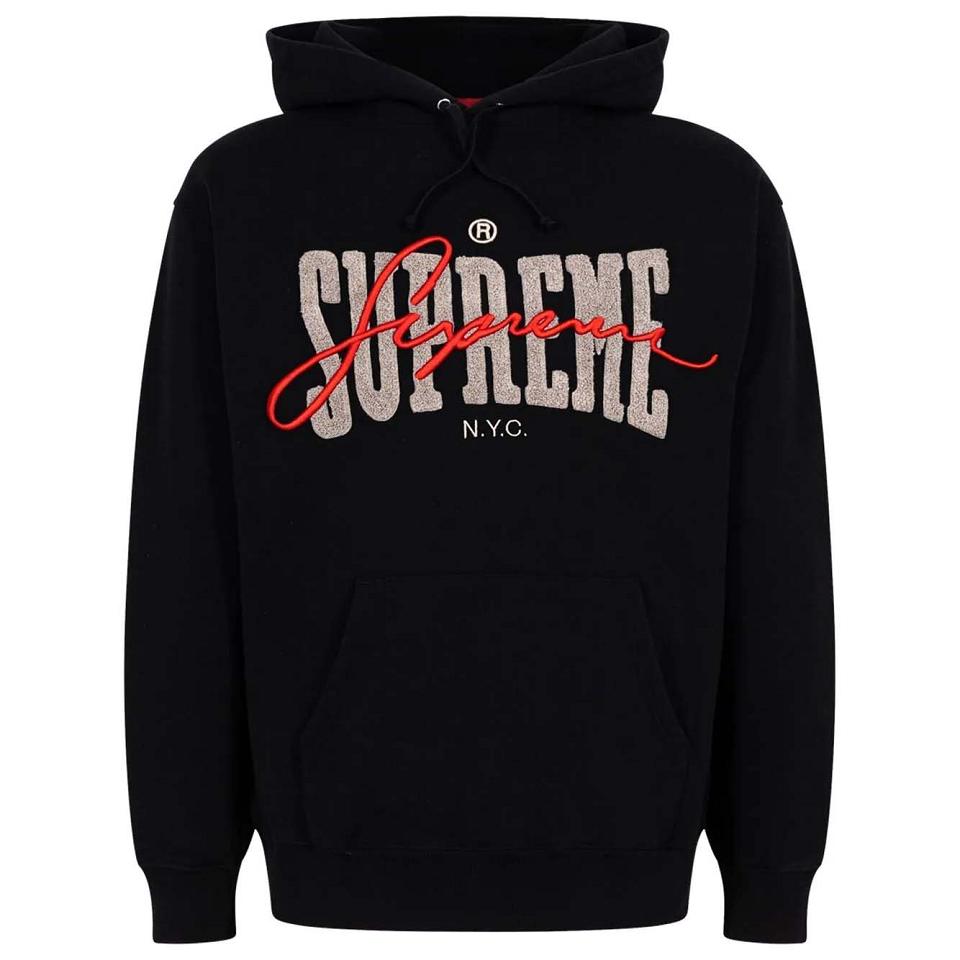 Supreme Embroide Chenilles Hoodie Svarta | SE108KI