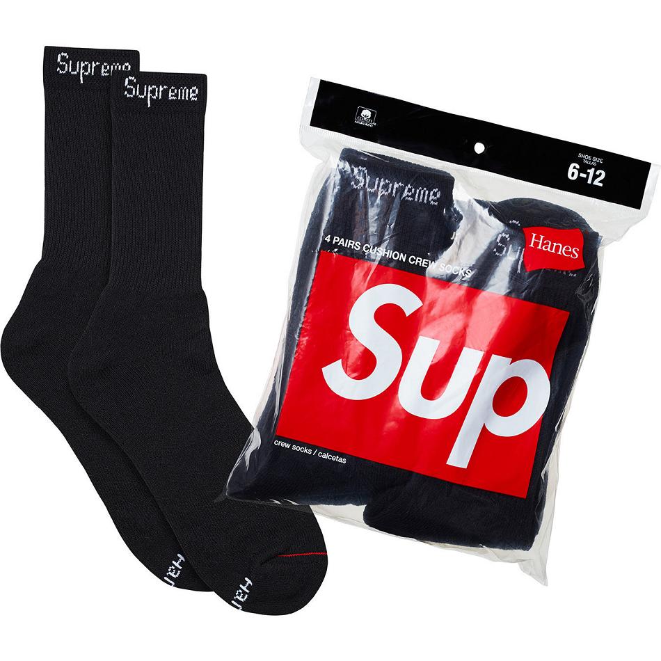 Supreme Hanes® Crew Socks (4 Pack) Strumpor Svarta | SE486YU