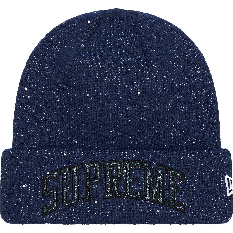 Supreme New Era® Metallic Arc Beanie Hatt Marinblå | SE446KI