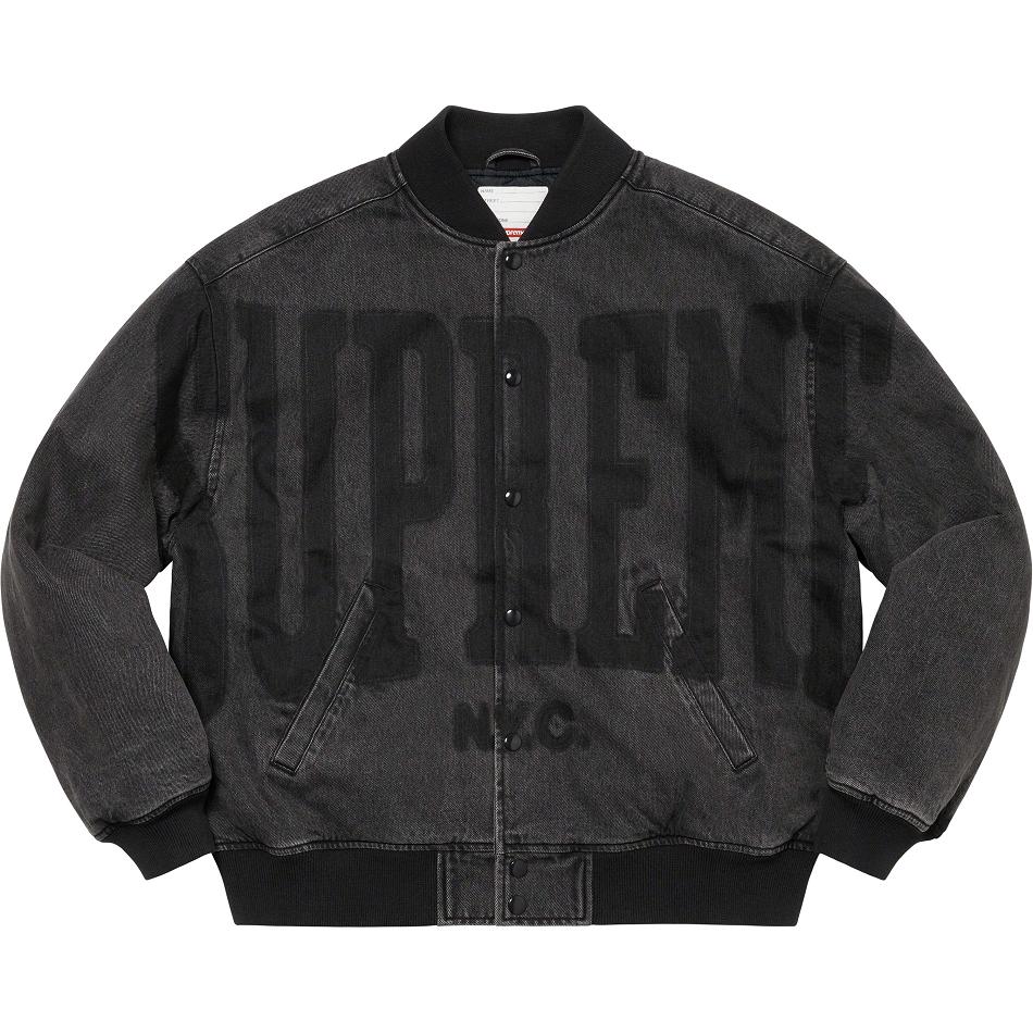 Supreme Washed Knockout Denim Varsity Jacka Svarta | SE152PQ