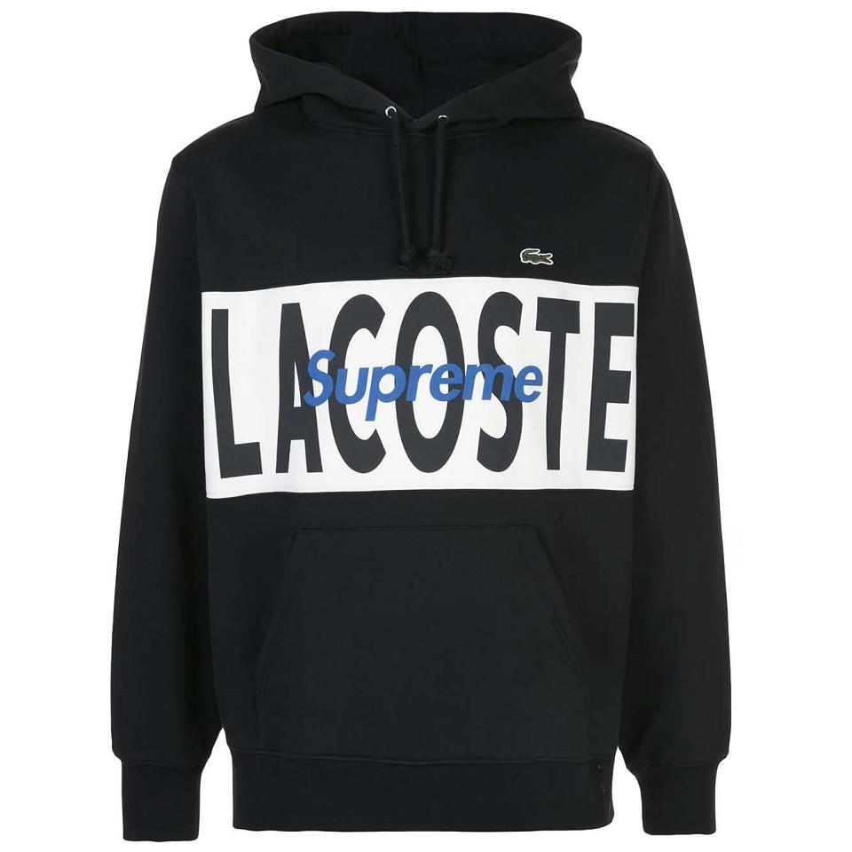 Supreme X Lacoste Logo Panel Hoodie Svarta | SE134KI