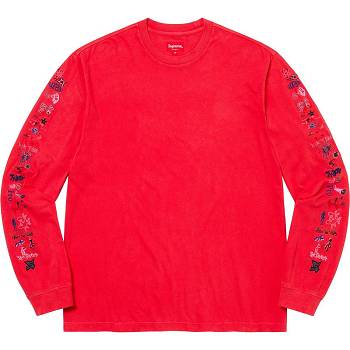 Supreme AOI Icons L/S Top Tröjor Röda | SE277TV