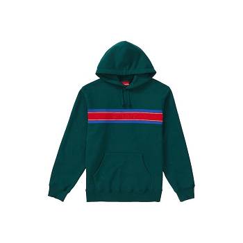 Supreme Chest Stripe Logo Hooded Tröjor Gröna | SE321VD