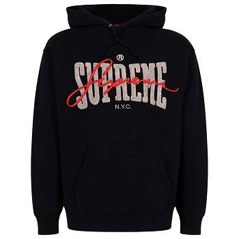 Supreme Embroide Chenilles Hoodie Svarta | SE108KI