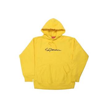 Supreme Klassiska Script Hooded Tröjor Gula | SE322BC