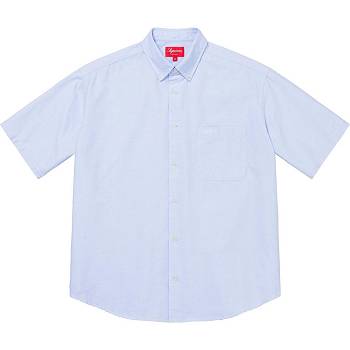 Supreme Loose Fit S/S Oxford Skjorta Vita Blå | SE210HK