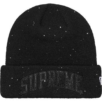 Supreme New Era® Metallic Arc Beanie Hatt Svarta | SE445JJ