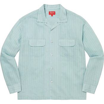 Supreme Pinstripe Linen Skjorta Blå | SE218BC