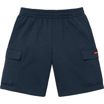 Supreme Small Box Baggy Cargo Sweat Shorts Marinblå | SE220MA