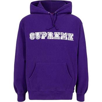 Supreme Spets Detail Logo Hoodie Lila | SE115NB