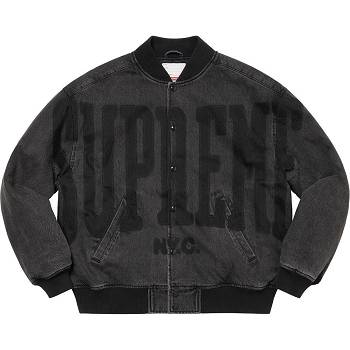 Supreme Washed Knockout Denim Varsity Jacka Svarta | SE152PQ